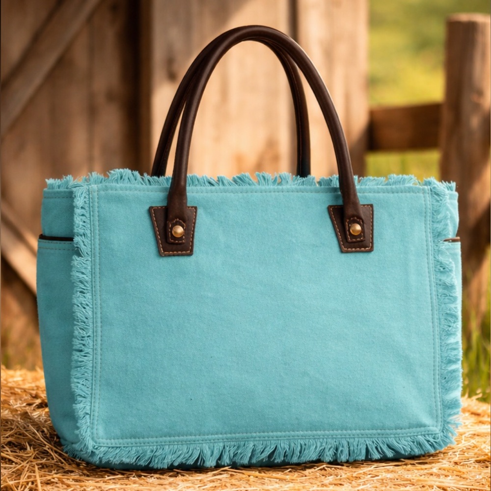 Turquoise Patterned Tote Bag - Picture 2 of 3